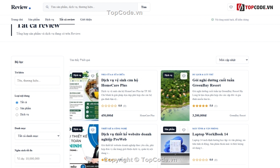 Đồ án,review,sản phẩm dịch vụ